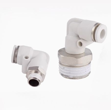 Pneumatic quick-connect elbow threaded joint