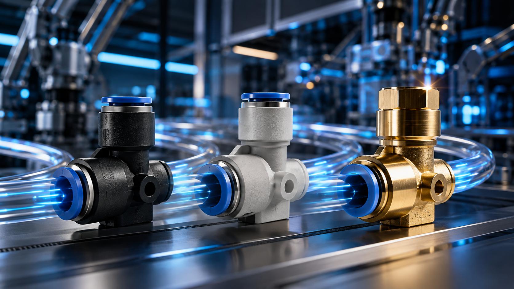 PBT vs PA vs Brass How Material Selection Determines the Performance of Push-to-Connect Pneumatic Fittings