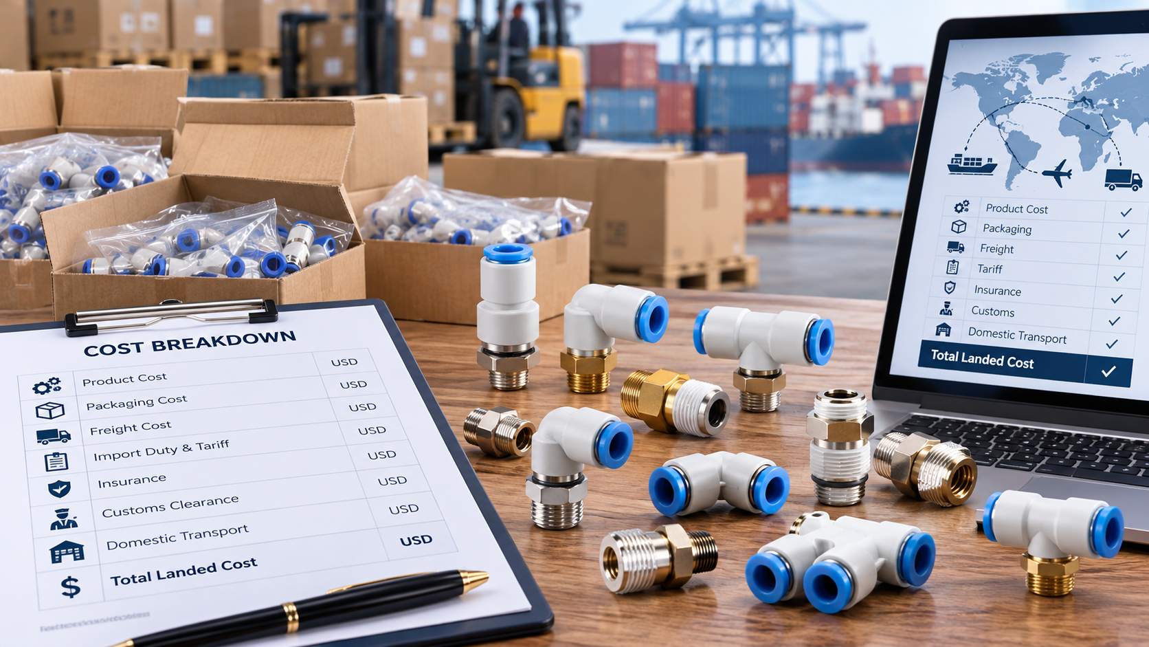 What Drives the Total Landed Cost of Pneumatic Fittings for B2B Buyers